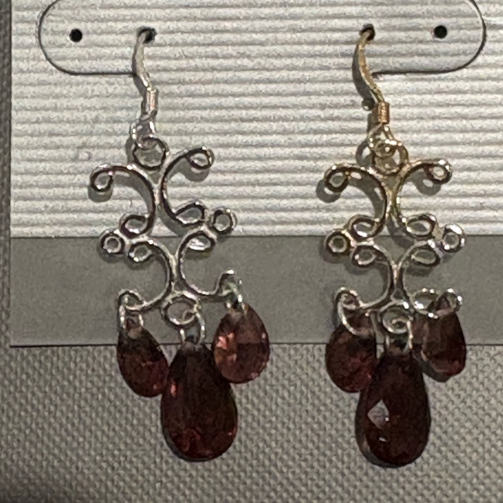 Elegant Silver-Tone and purple Amethyst chandelier Earrings.